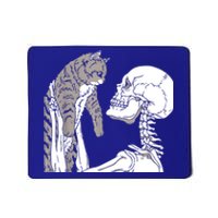 Skeleton Holding A Cat Shirt Lazy Halloween Costume Skull Mousepad