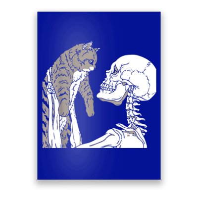 Skeleton Holding A Cat Shirt Lazy Halloween Costume Skull Poster