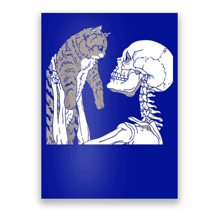 Skeleton Holding A Cat Shirt Lazy Halloween Costume Skull Poster