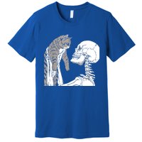 Skeleton Holding A Cat Shirt Lazy Halloween Costume Skull Premium T-Shirt