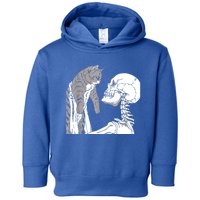 Skeleton Holding A Cat Shirt Lazy Halloween Costume Skull Toddler Hoodie