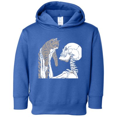 Skeleton Holding A Cat Shirt Lazy Halloween Costume Skull Toddler Hoodie