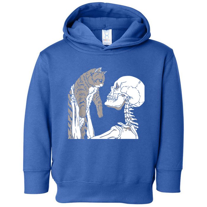 Skeleton Holding A Cat Shirt Lazy Halloween Costume Skull Toddler Hoodie