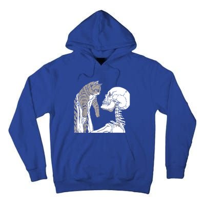 Skeleton Holding A Cat Shirt Lazy Halloween Costume Skull Tall Hoodie