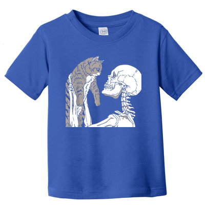 Skeleton Holding A Cat Shirt Lazy Halloween Costume Skull Toddler T-Shirt