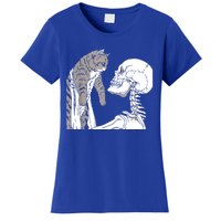 Skeleton Holding A Cat Shirt Lazy Halloween Costume Skull Women's T-Shirt