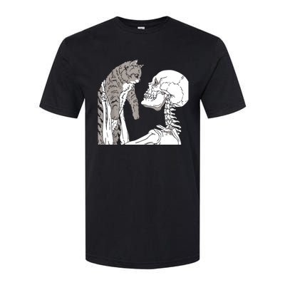 Skeleton Holding A Cat Shirt Lazy Halloween Costume Skull Softstyle CVC T-Shirt