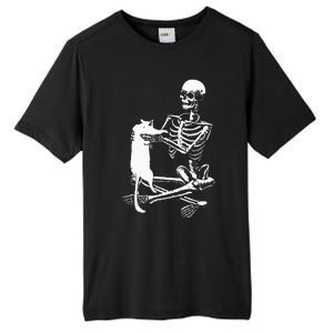 Skeleton Holding A Cat Lazy Halloween Costume Skull Tall Fusion ChromaSoft Performance T-Shirt