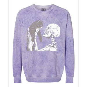 Skeleton Holding A Ca Lazy Halloween Costume Skull Colorblast Crewneck Sweatshirt