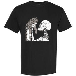 Skeleton Holding A Ca Lazy Halloween Costume Skull Garment-Dyed Heavyweight T-Shirt