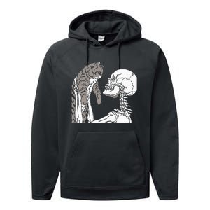 Skeleton Holding A Ca Lazy Halloween Costume Skull Performance Fleece Hoodie