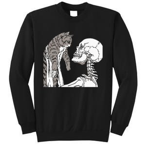 Skeleton Holding A Ca Lazy Halloween Costume Skull Sweatshirt