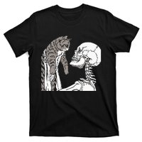 Skeleton Holding A Ca Lazy Halloween Costume Skull T-Shirt