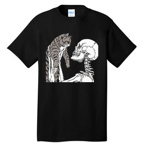 Skeleton Holding A Ca Lazy Halloween Costume Skull Tall T-Shirt