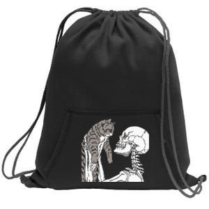 Skeleton Holding A Ca Lazy Halloween Costume Skull Sweatshirt Cinch Pack Bag