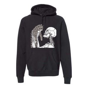 Skeleton Holding A Ca Lazy Halloween Costume Skull Premium Hoodie