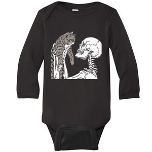 Skeleton Holding A Ca Lazy Halloween Costume Skull Baby Long Sleeve Bodysuit