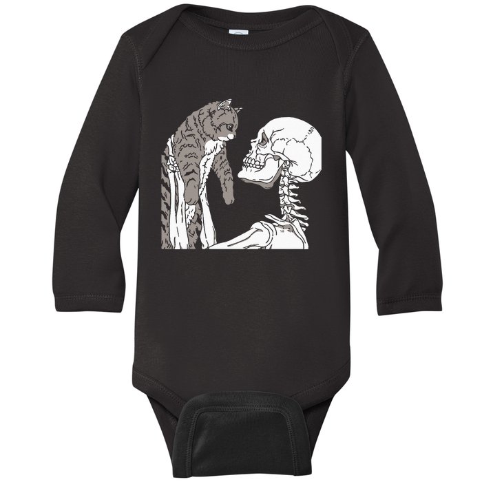 Skeleton Holding A Ca Lazy Halloween Costume Skull Baby Long Sleeve Bodysuit