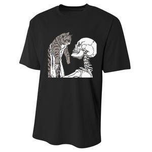 Skeleton Holding A Ca Lazy Halloween Costume Skull Performance Sprint T-Shirt