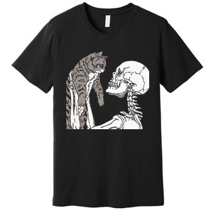 Skeleton Holding A Ca Lazy Halloween Costume Skull Premium T-Shirt