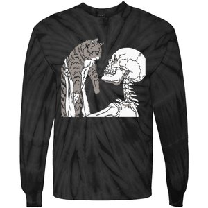 Skeleton Holding A Ca Lazy Halloween Costume Skull Tie-Dye Long Sleeve Shirt