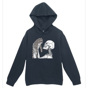 Skeleton Holding A Ca Lazy Halloween Costume Skull Urban Pullover Hoodie