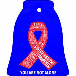 Sexual Health Awareness Ribbon Word Cloud Sti / Std Gift Ceramic Bell Ornament