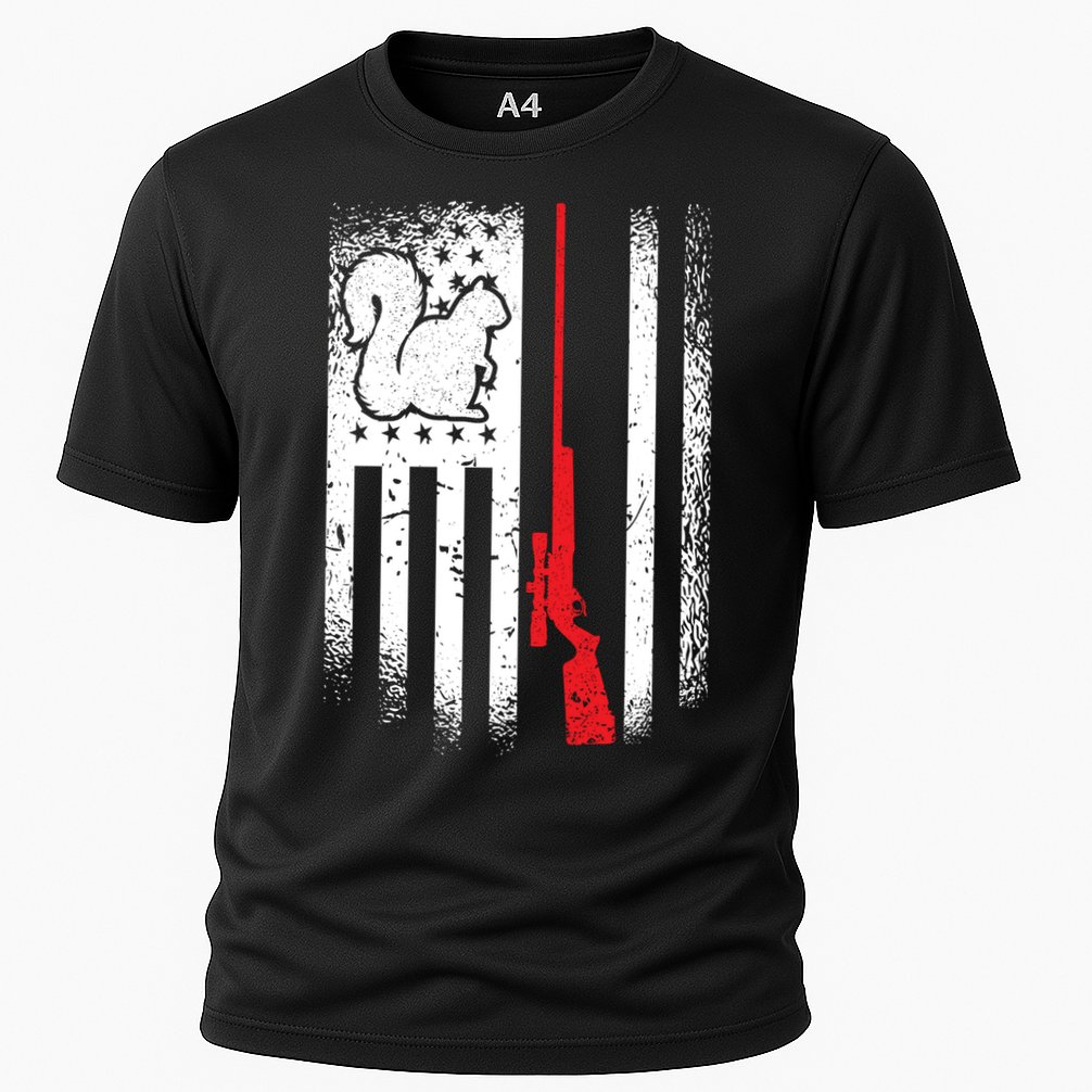 Squirrel Hunter American Flag Varmint Squirrel Hunting Gift Cooling Performance Crew T-Shirt