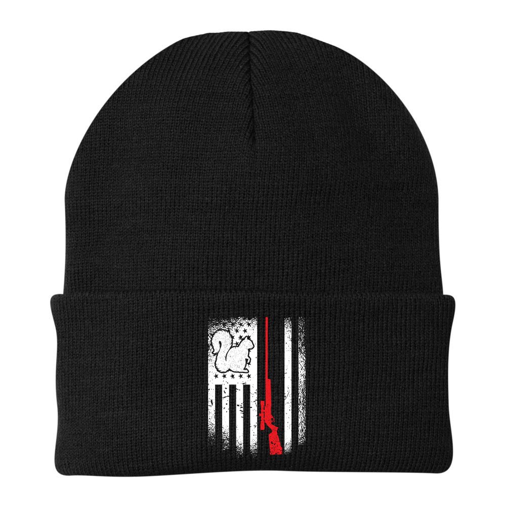 Squirrel Hunter American Flag Varmint Squirrel Hunting Gift Beanie
