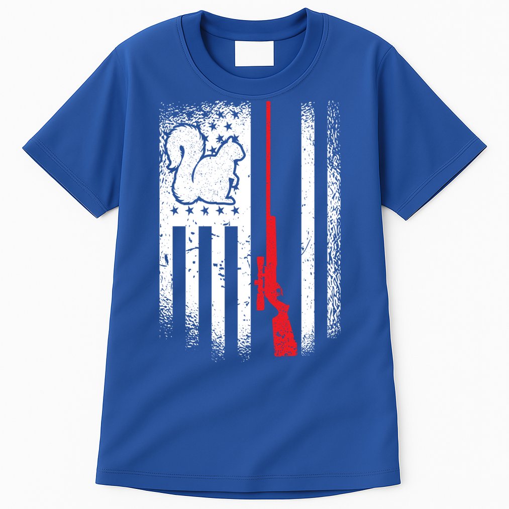 Squirrel Hunter American Flag Varmint Squirrel Hunting Gift Tall T-Shirt
