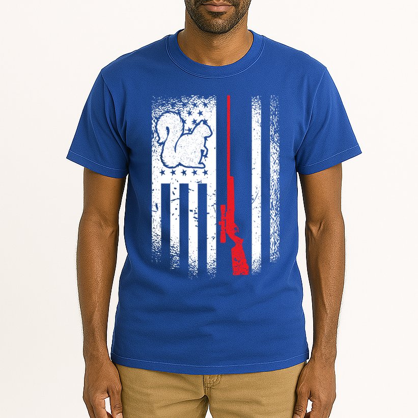 Squirrel Hunter American Flag Varmint Squirrel Hunting Gift Tall T-Shirt