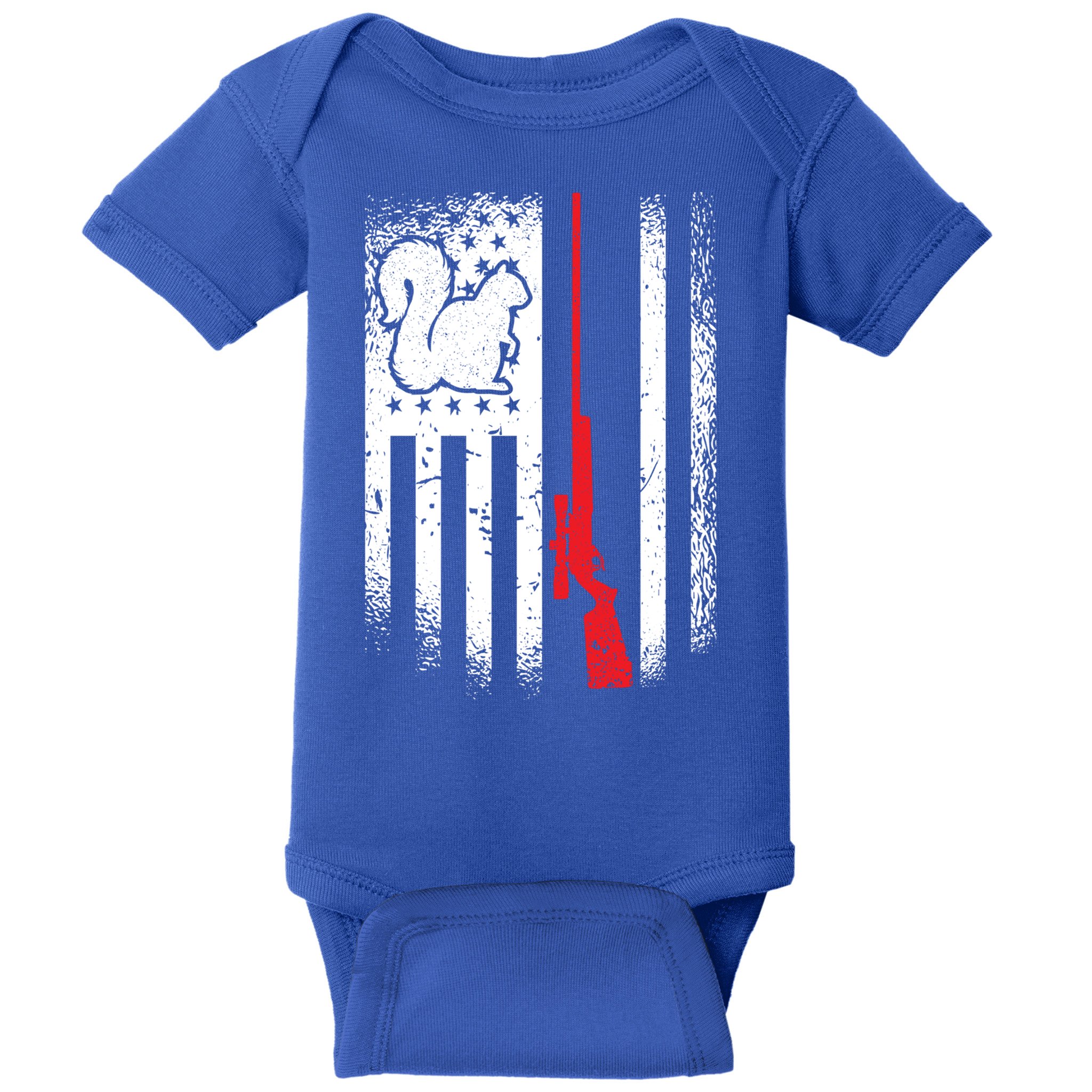 Squirrel Hunter American Flag Varmint Squirrel Hunting Gift Baby Bodysuit