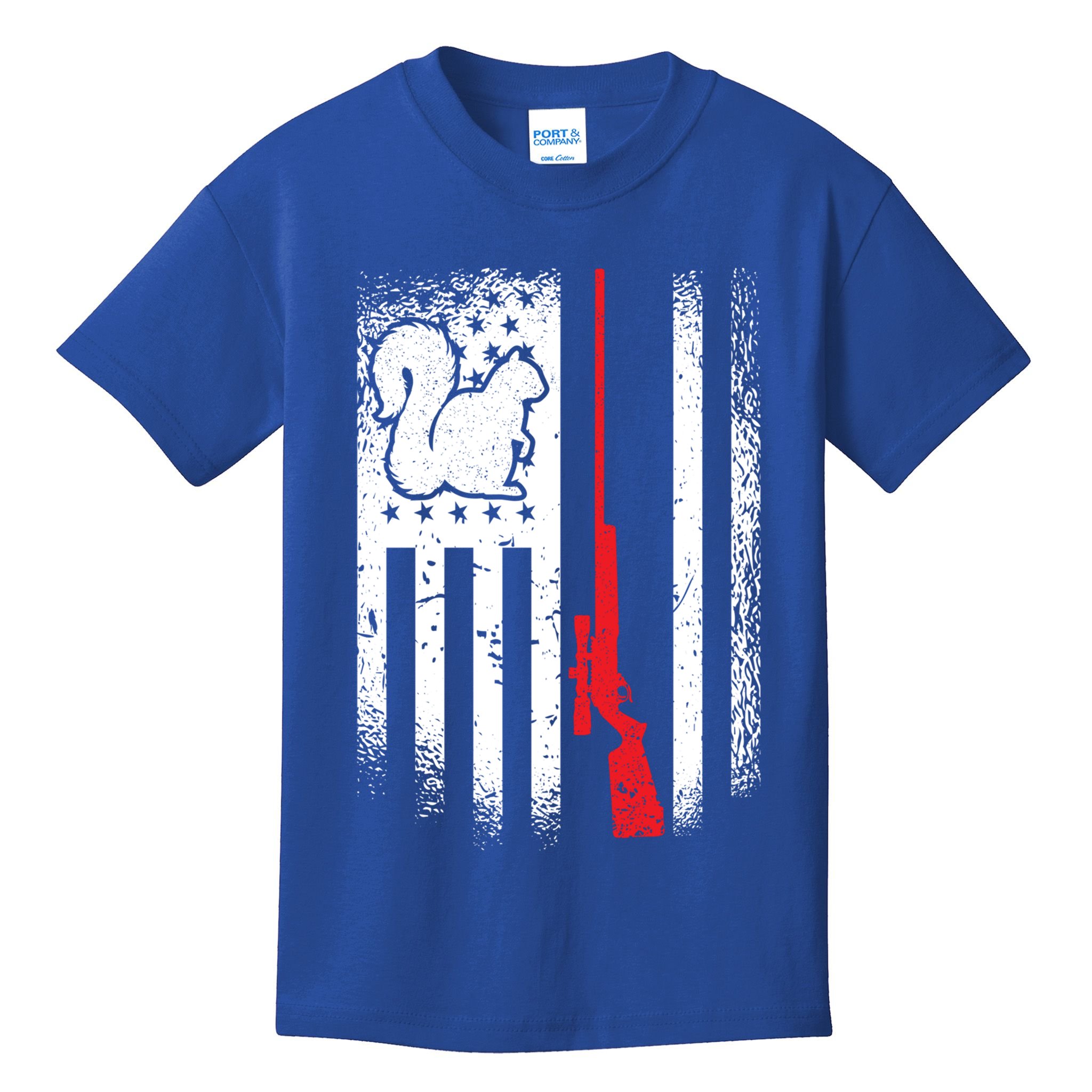 Squirrel Hunter American Flag Varmint Squirrel Hunting Gift Kids T-Shirt