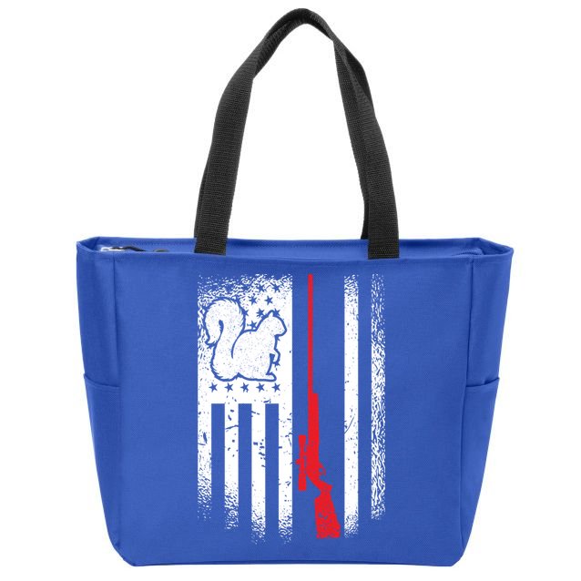 Squirrel Hunter American Flag Varmint Squirrel Hunting Gift Zip Tote Bag