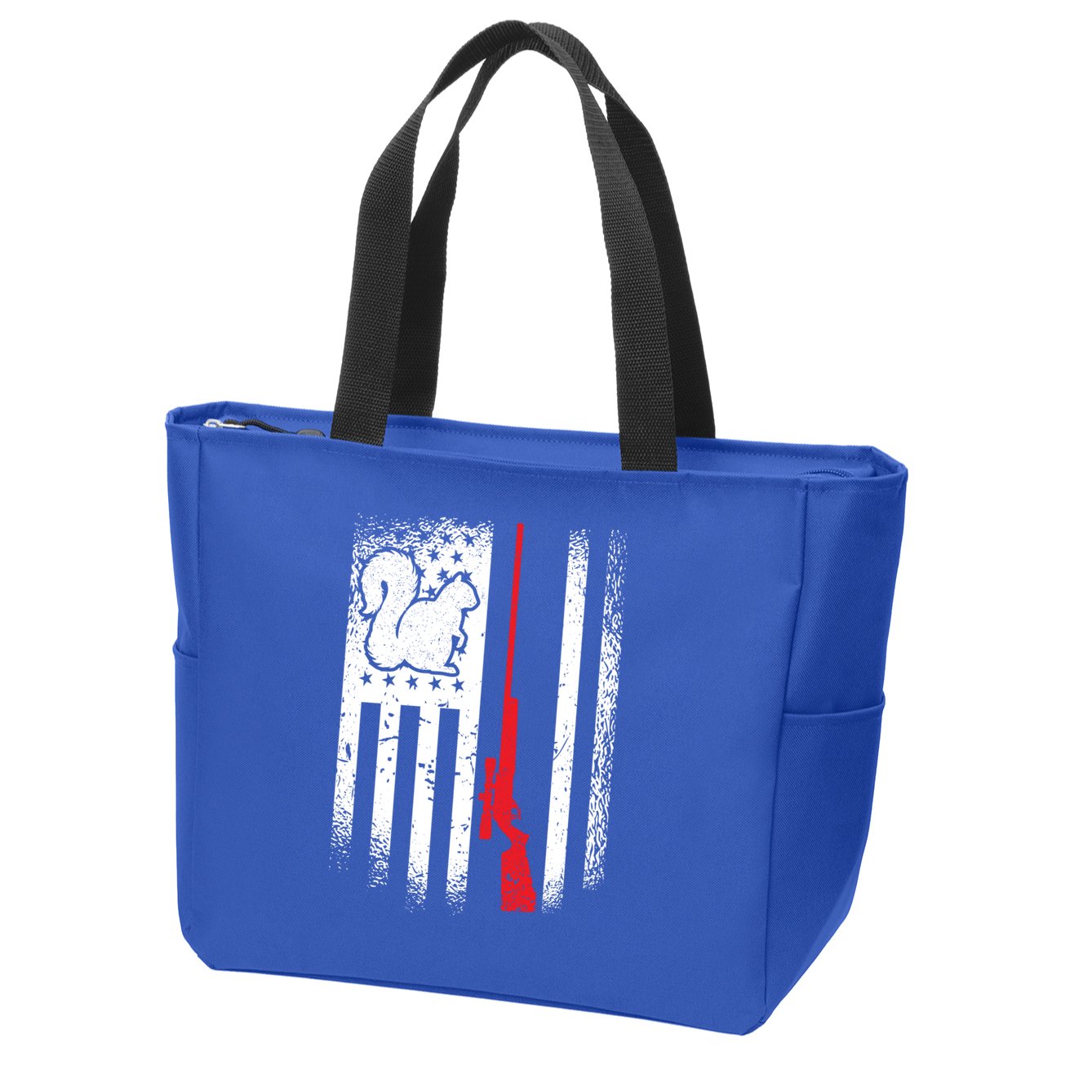Squirrel Hunter American Flag Varmint Squirrel Hunting Gift Zip Tote Bag