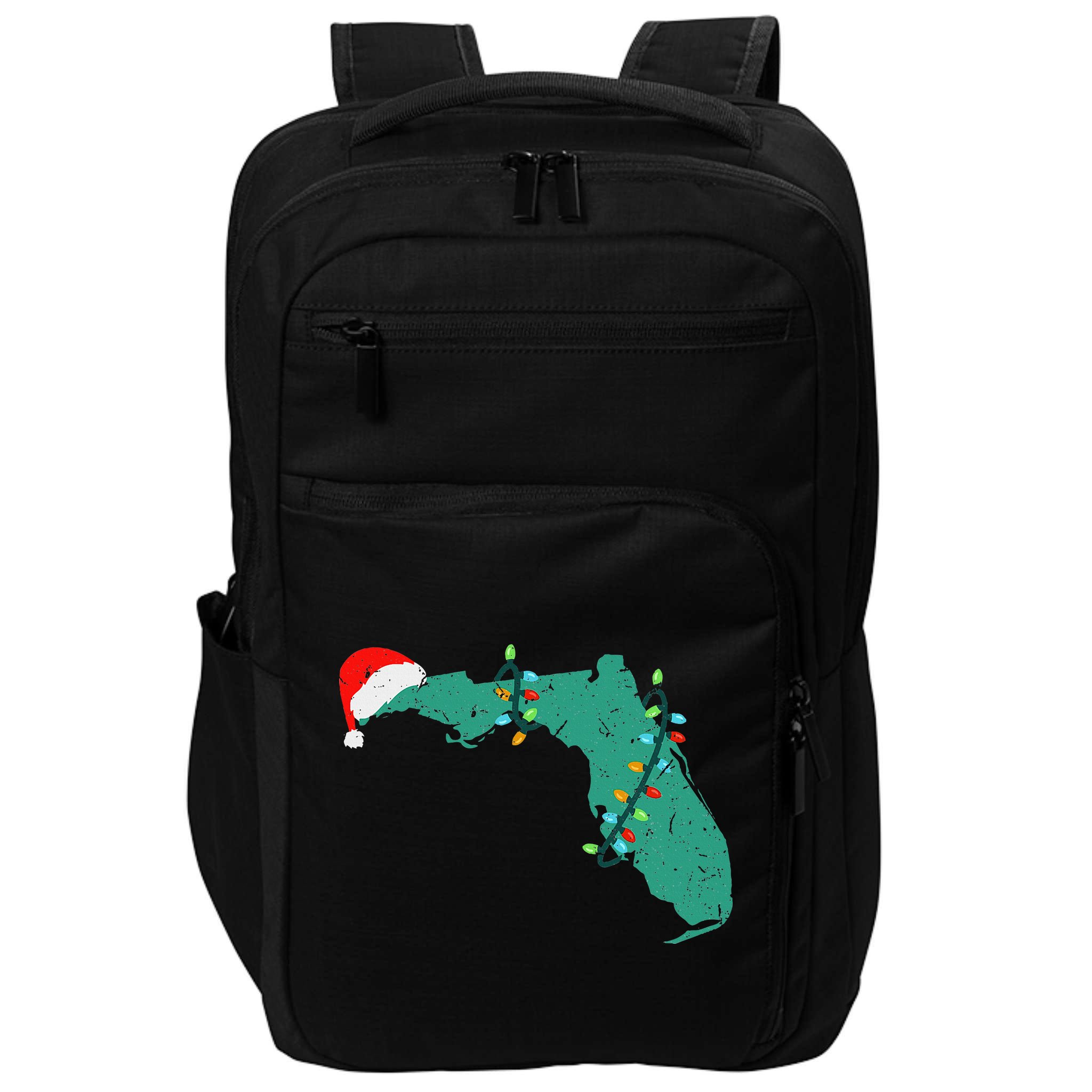 Santa Hat And Lights State Outline Christmas In Florida Impact Tech Backpack