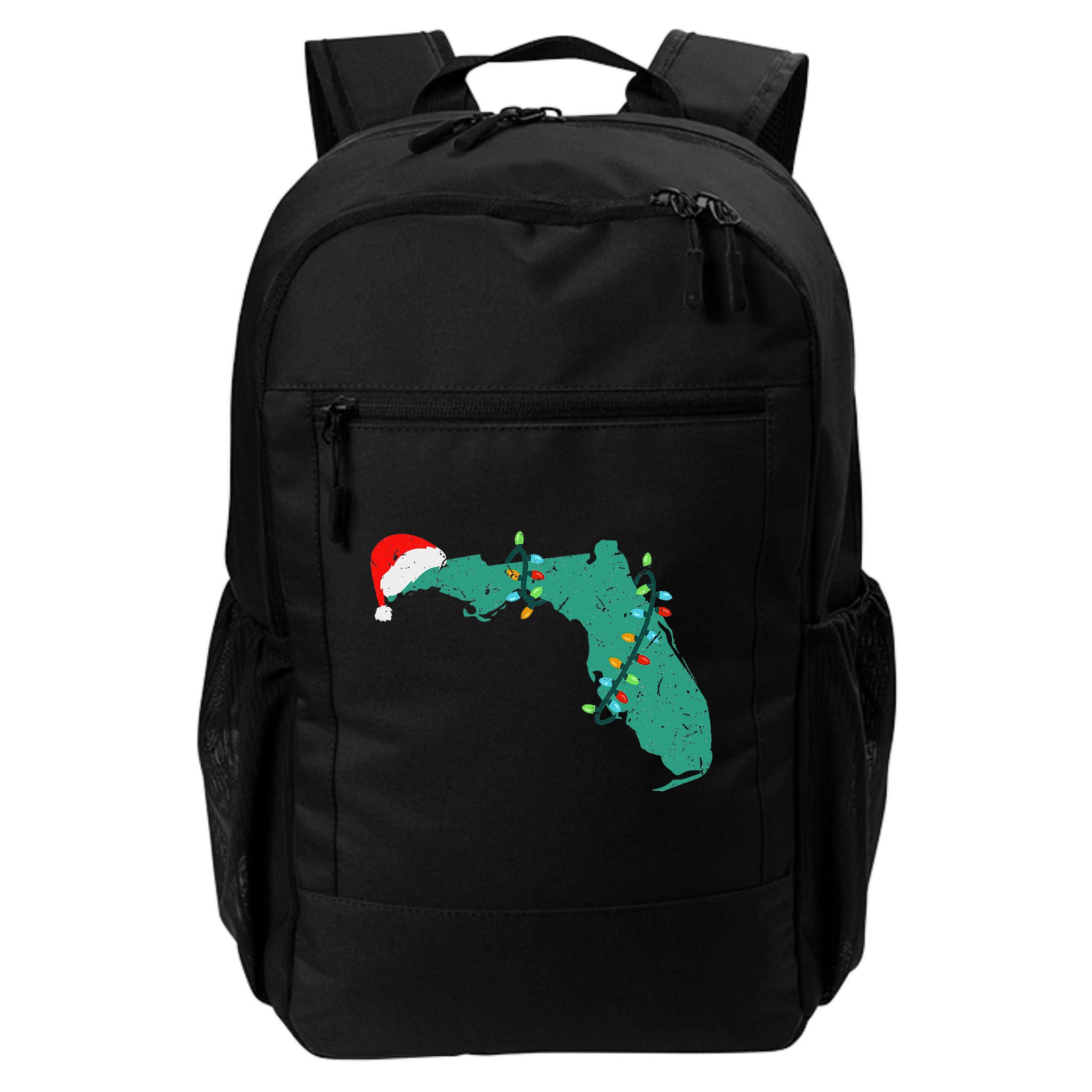 Santa Hat And Lights State Outline Christmas In Florida Backpack