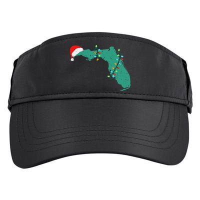 Santa Hat And Lights State Outline Christmas In Florida Adult Drive Performance Visor