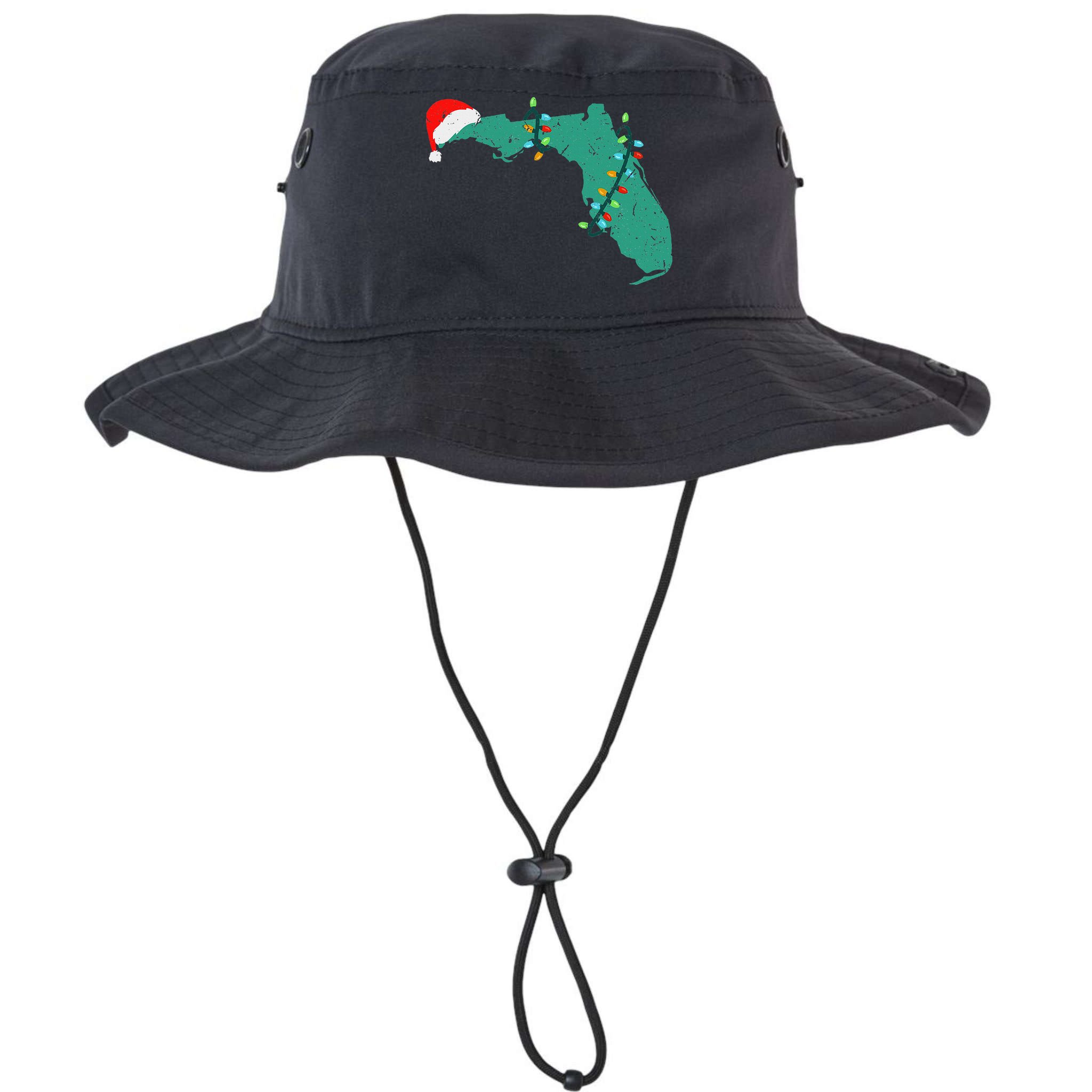 Santa Hat And Lights State Outline Christmas In Florida Bucket Hat