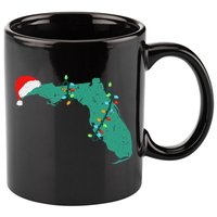 Santa Hat And Lights State Outline Christmas In Florida 11oz C Handle Ceramic Mug