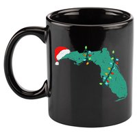 Santa Hat And Lights State Outline Christmas In Florida 11oz C Handle Ceramic Mug