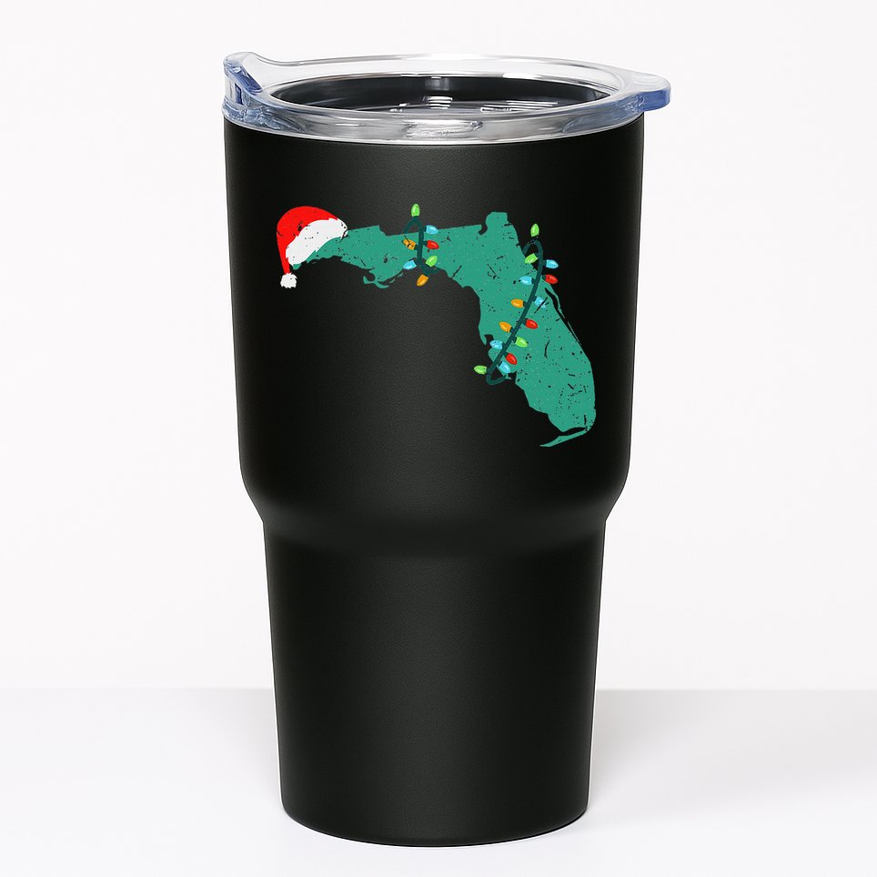 Santa Hat And Lights State Outline Christmas In Florida Tumbler