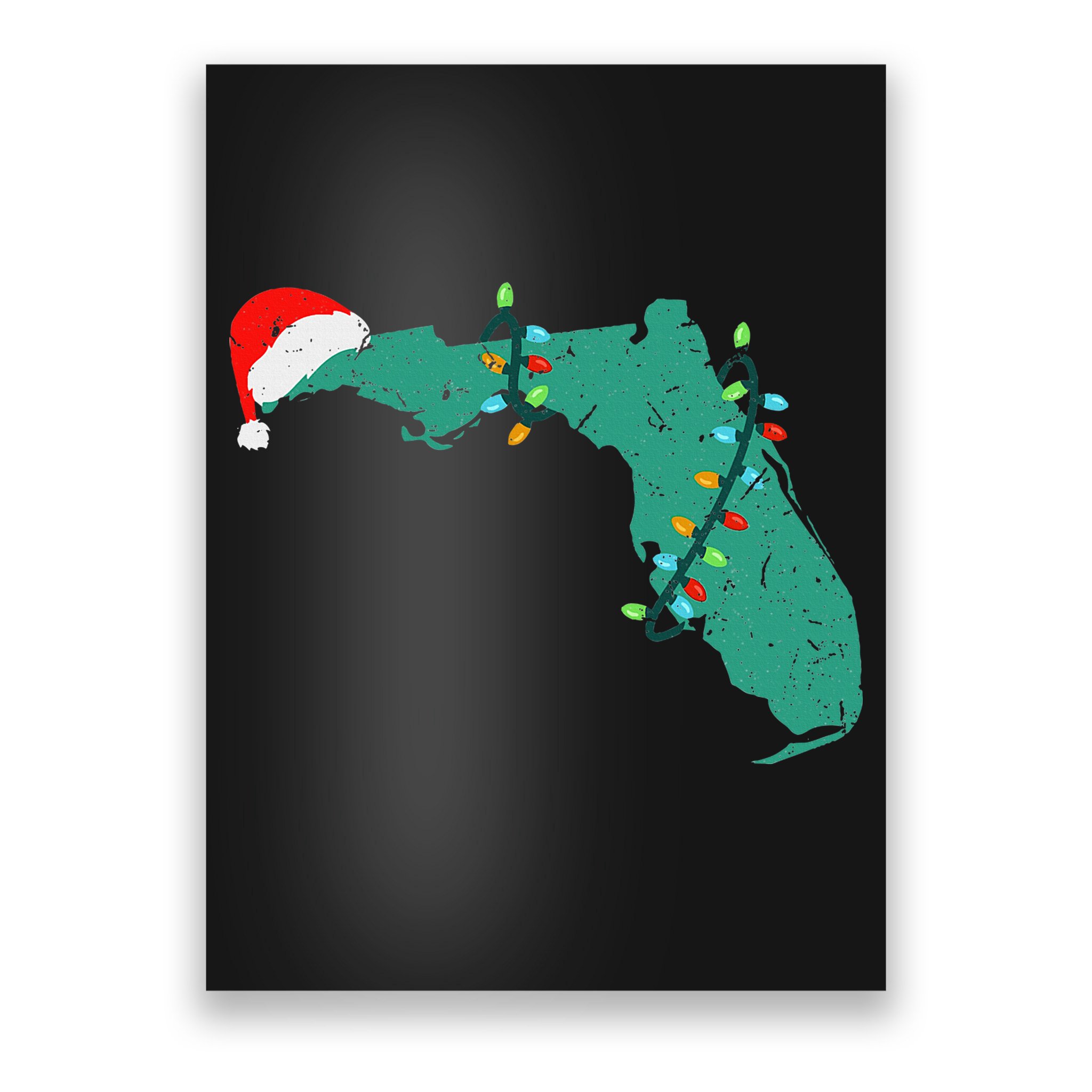 Santa Hat And Lights State Outline Christmas In Florida Poster