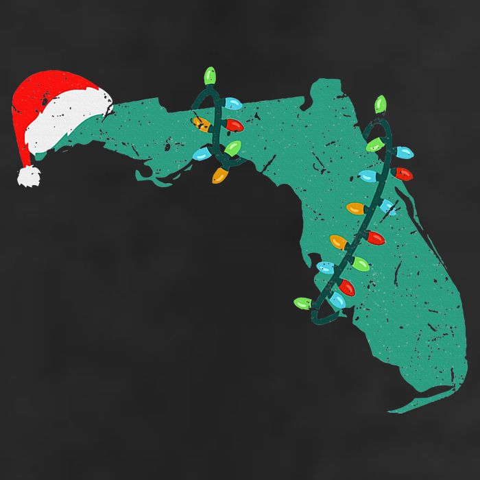Santa Hat And Lights State Outline Christmas In Florida 25L Jumbo Tote