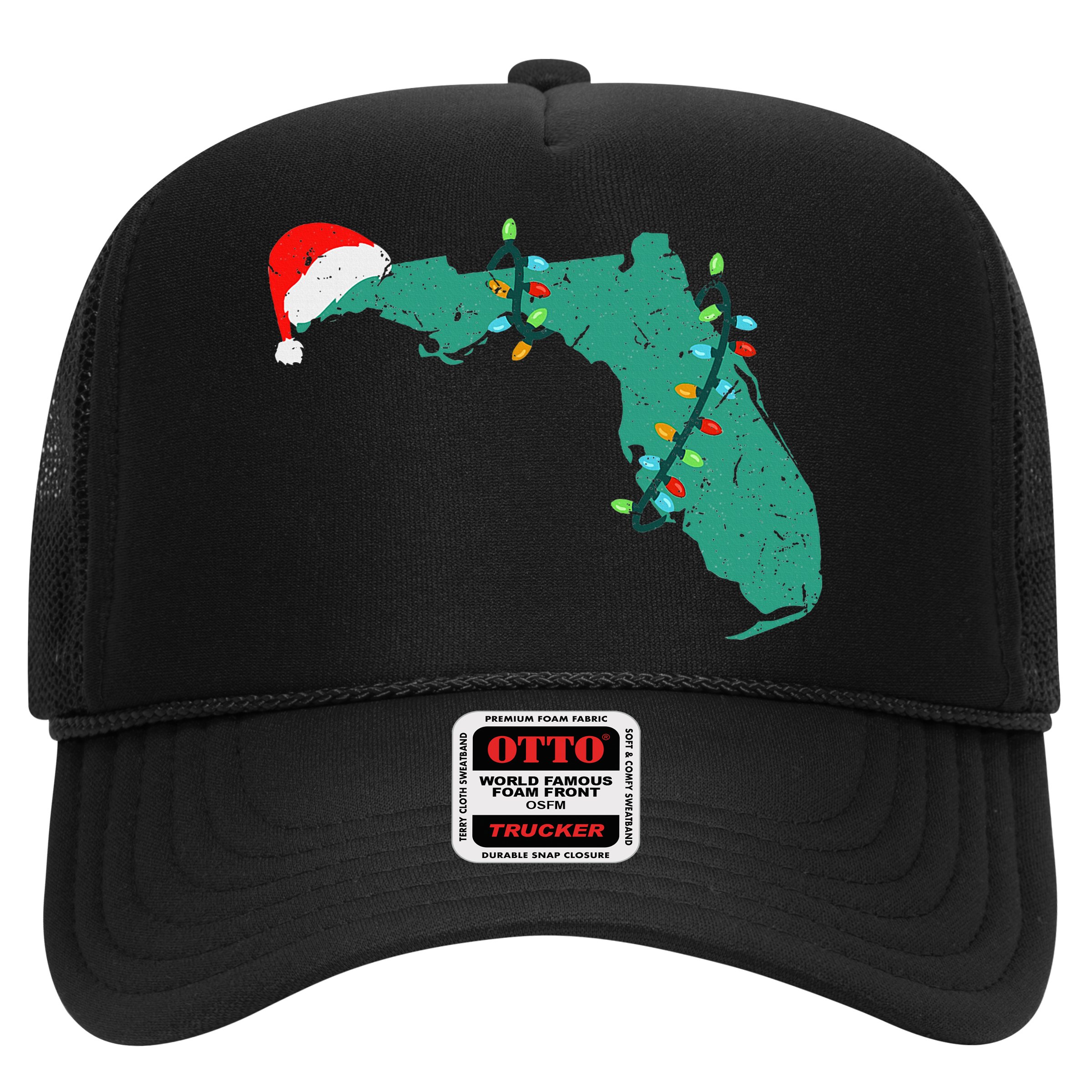 Santa Hat And Lights State Outline Christmas In Florida Hat