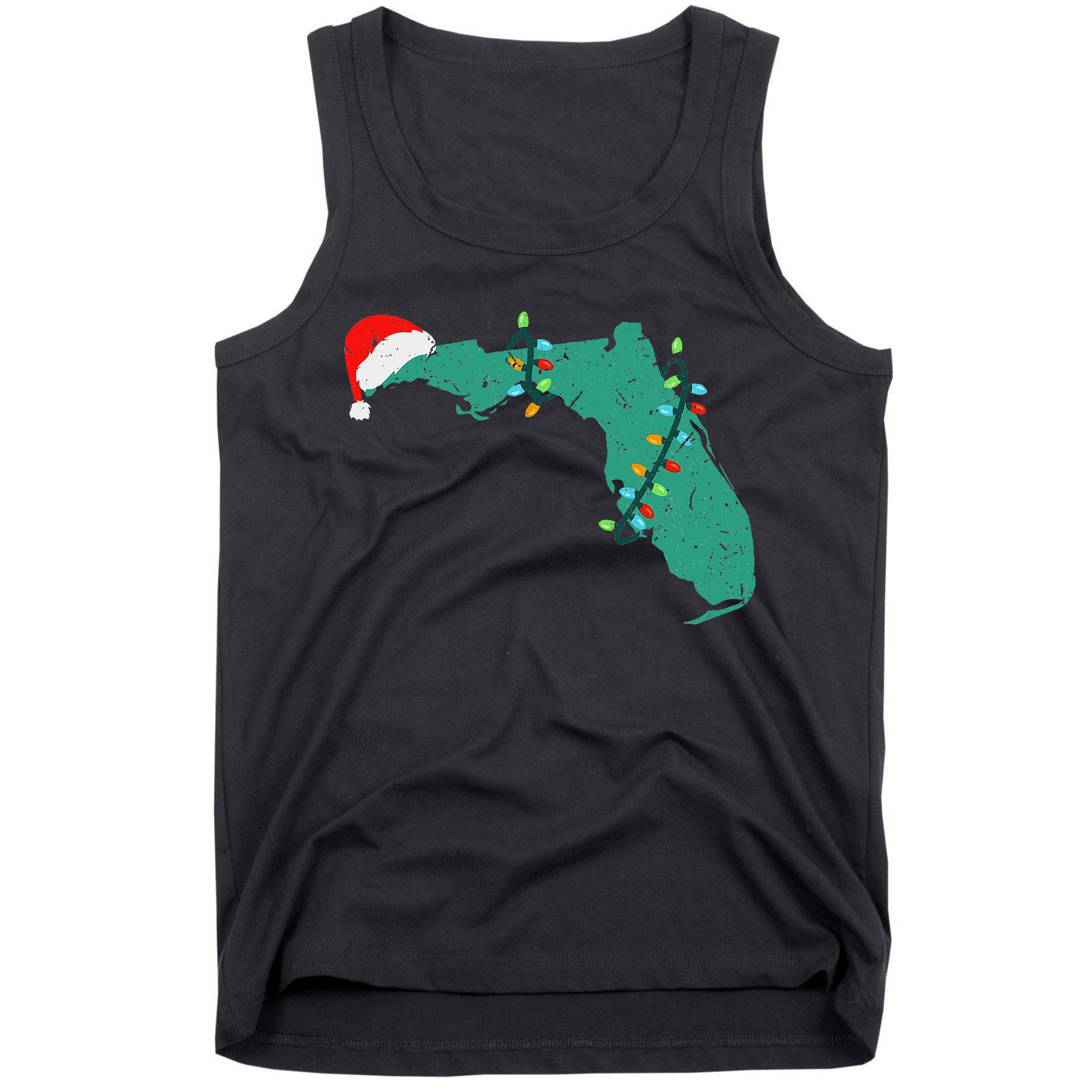 Santa Hat And Lights State Outline Christmas In Florida Tank Top