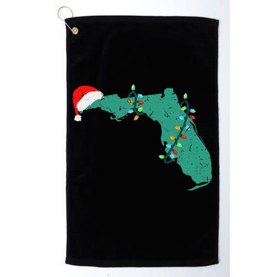 Santa Hat And Lights State Outline Christmas In Florida Golf Towel