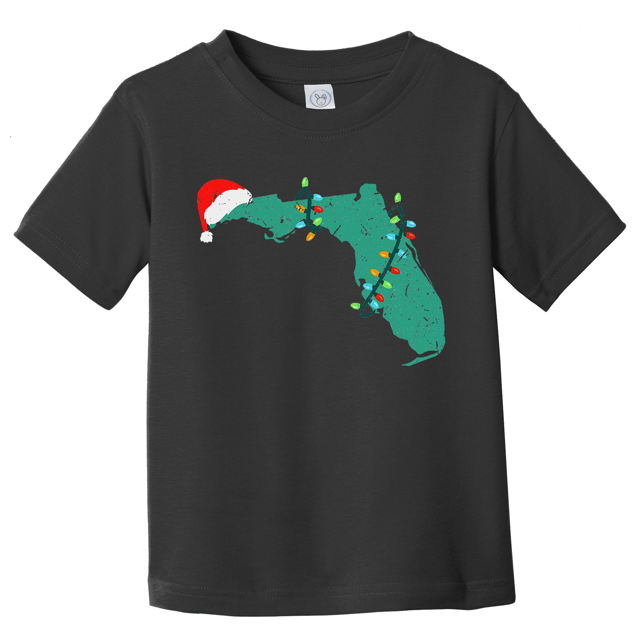 Santa Hat And Lights State Outline Christmas In Florida Toddler T-Shirt