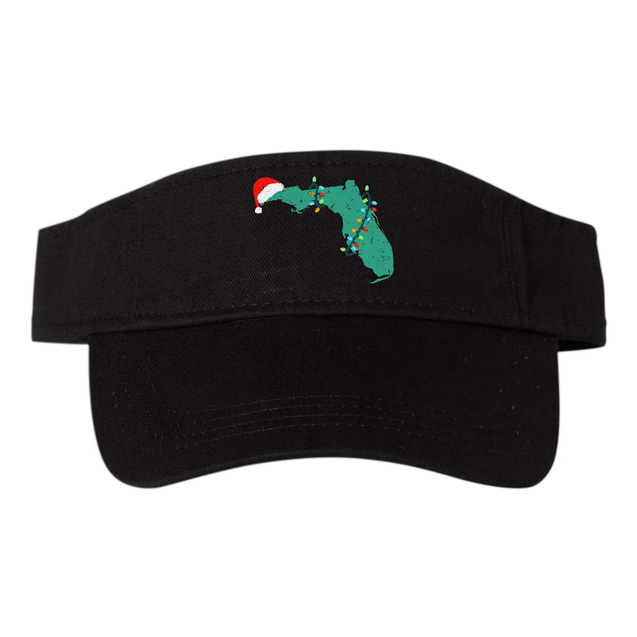 Santa Hat And Lights State Outline Christmas In Florida Visor