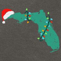 Santa Hat And Lights State Outline Christmas In Florida Cotton Canvas Backpack